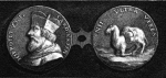 The profile of Cardinal Ippolito d’Este fron a numismatic etching.