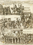 La cronaca dell'ingresso di Clemente VII e del suo seguito a Ferrara in un'incisione dell'epoca.